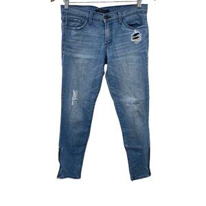 Flying Monkey Distressed Denim Jeans Size 28 Made in USA Ankle Zip